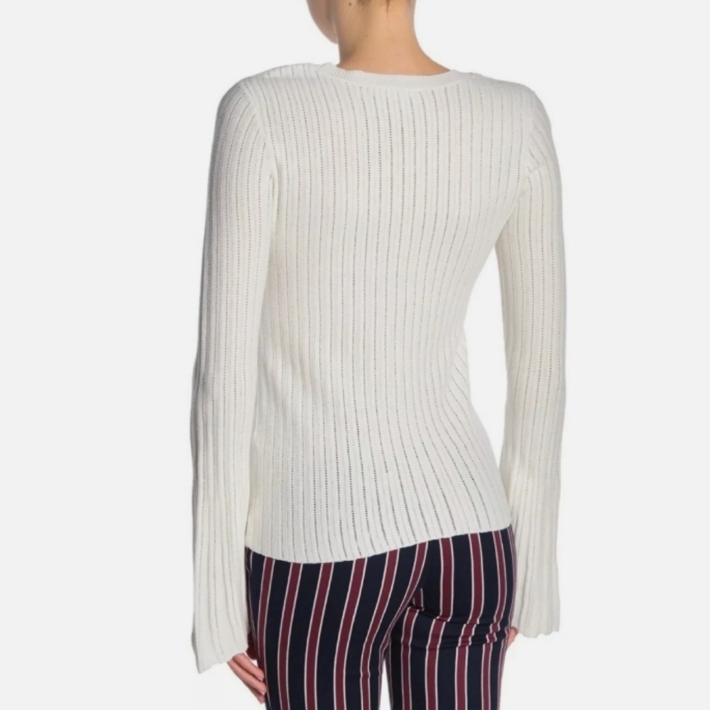 NWT FRAME Pointelle Rib Knit Large Sweater - Picture 9 of 15